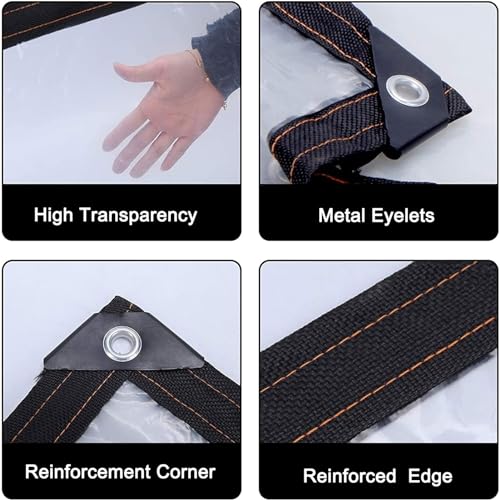 Clear Waterproof Tarps 20x20ft, Transparent Rainproof Tarpaulin, Heavy Duty Tear Resistant Transparent Tarp with Grommets, for Camping, Plants Greenhouse, Cars, Patio and Porch