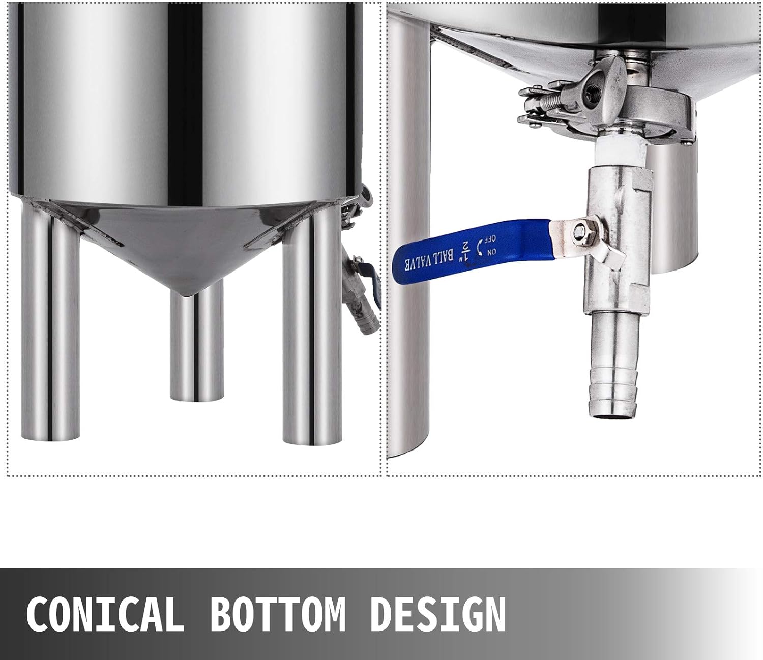 VBENLEM 7 Gallon Home Brewing Chronical Fermenter Stainless Steel Brew Bucket Fermenter with Conical Base