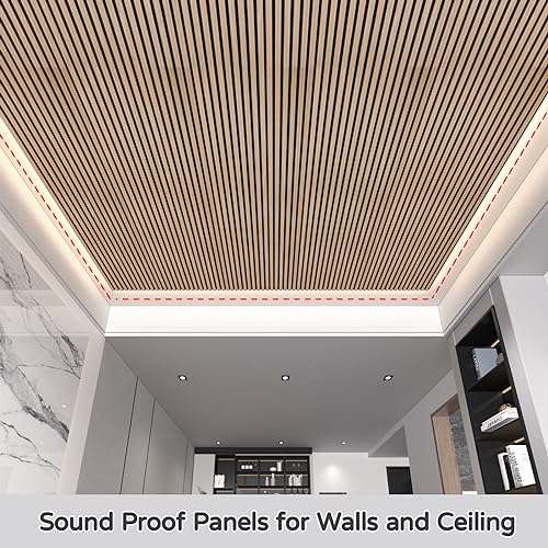 4 Pack Wood Wall Panels, 47.2” x 23.6" Wood Slat Wall Panel for Wall and Ceiling, 3D Fluted Wall Panels Wood Panels Wall, Teak
