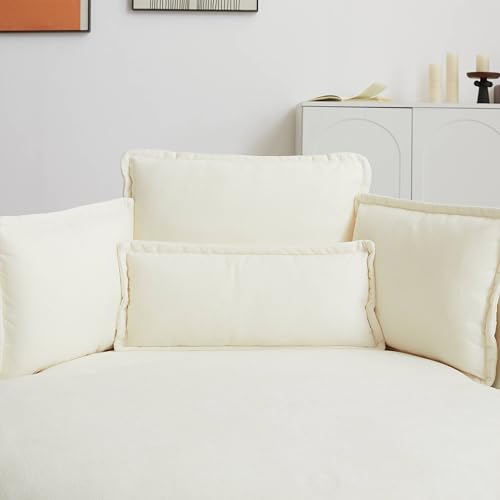 DEINPPA Modern Accent Barrel Sofa Swivel Barrel Chair with Storage Ottoman, Sofa Club Lounge,Sherpa Fabric Round Chair with 3 Pillows Soft Cushions for Living Room (White+Sherpa Fabric+Sponge)