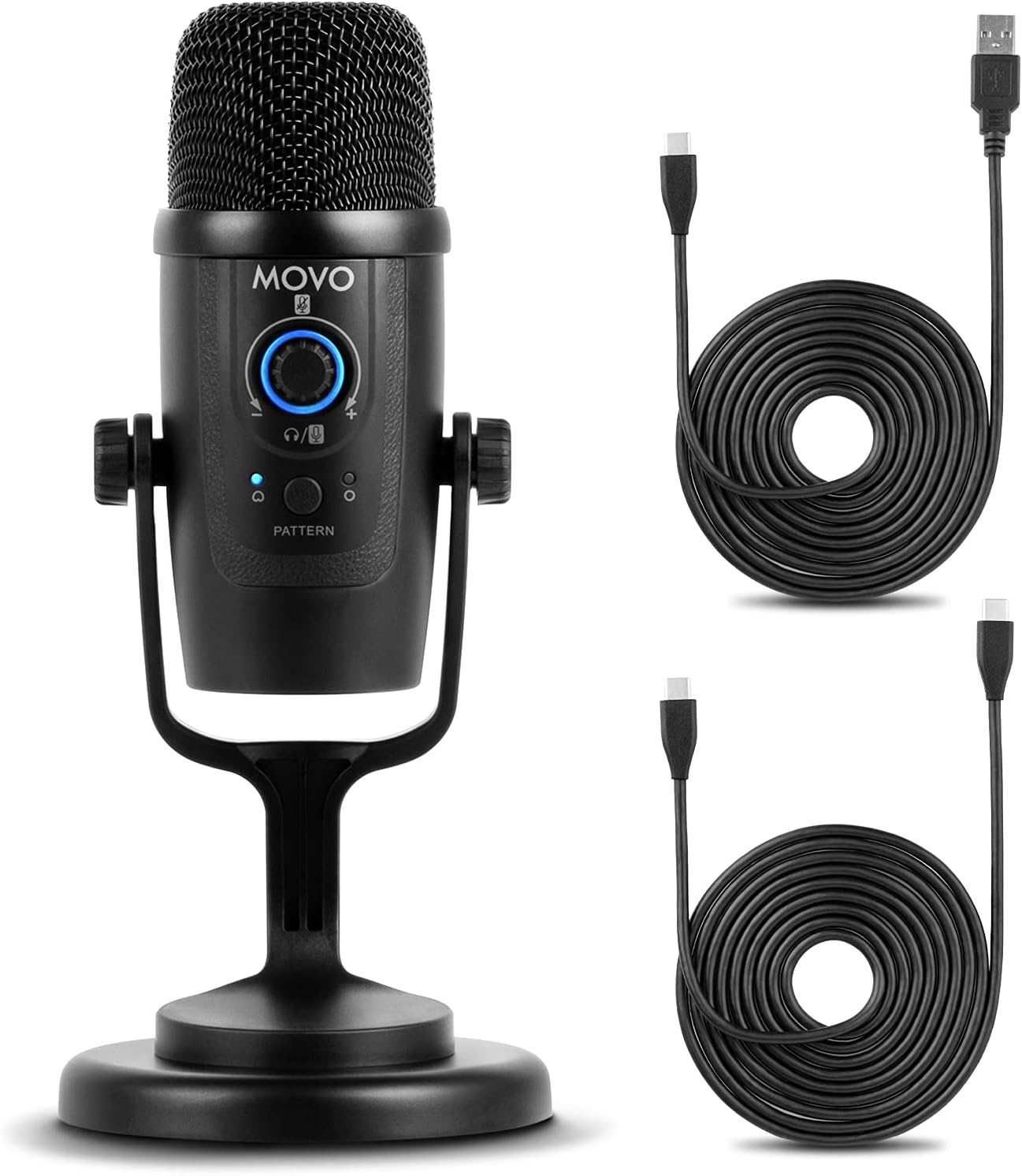 Movo UM300 Mini Desktop USB Microphone for Computer and Android Smartphones - Perfect Podcast, Music, Streaming, and Gaming Microphone for PC and Mac Computers - Travel-Size USB Podcast Microphone