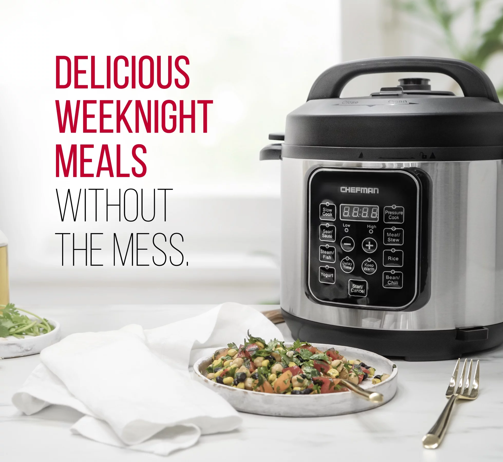 Chefman 6 Quart Electric Multicooker, 9-in-1 Programmable Pressure Cooker