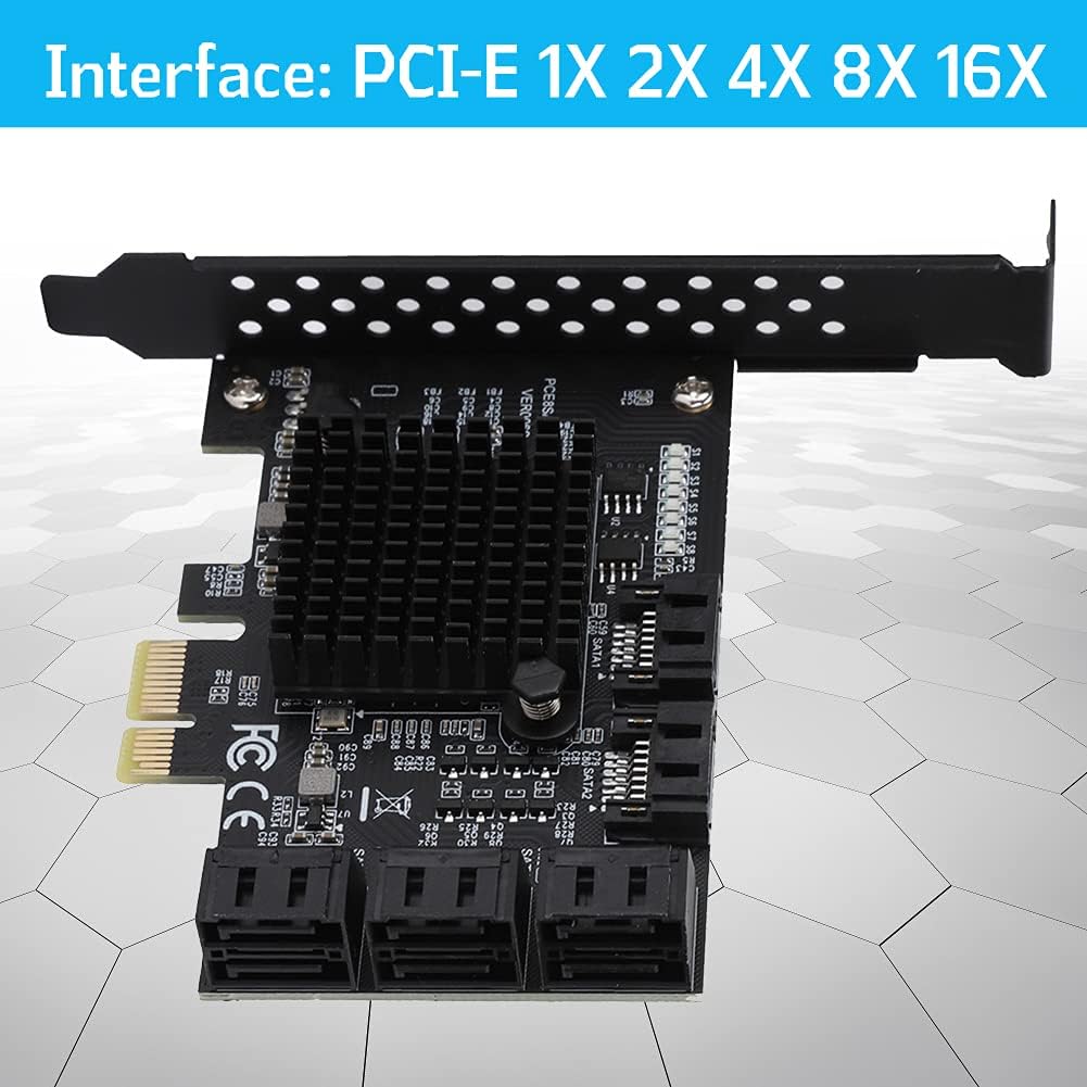 Heayzoki 8 Ports PCI-E to SATA 3.0 Card,PCI Express PCI-e Expansion Card,PCI-E to SATA3.0 Controller Expansion Board,for Windows 7/8/XP/10,with Driver Disc,Semi-High Baffle