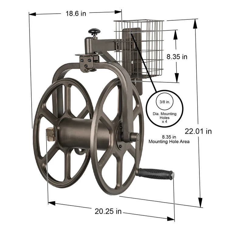 Liberty Garden Single Arm 125' Navigator Multi-Directional Hose Reel, Steel
