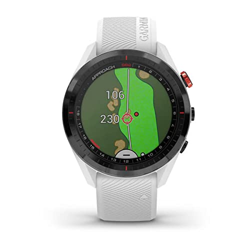 Garmin Approach S62 GPS Golf Watch (Black Bezel/White Band) with Virtual Caddie,Mapping Includes Charging Base and Cleaning Cloth