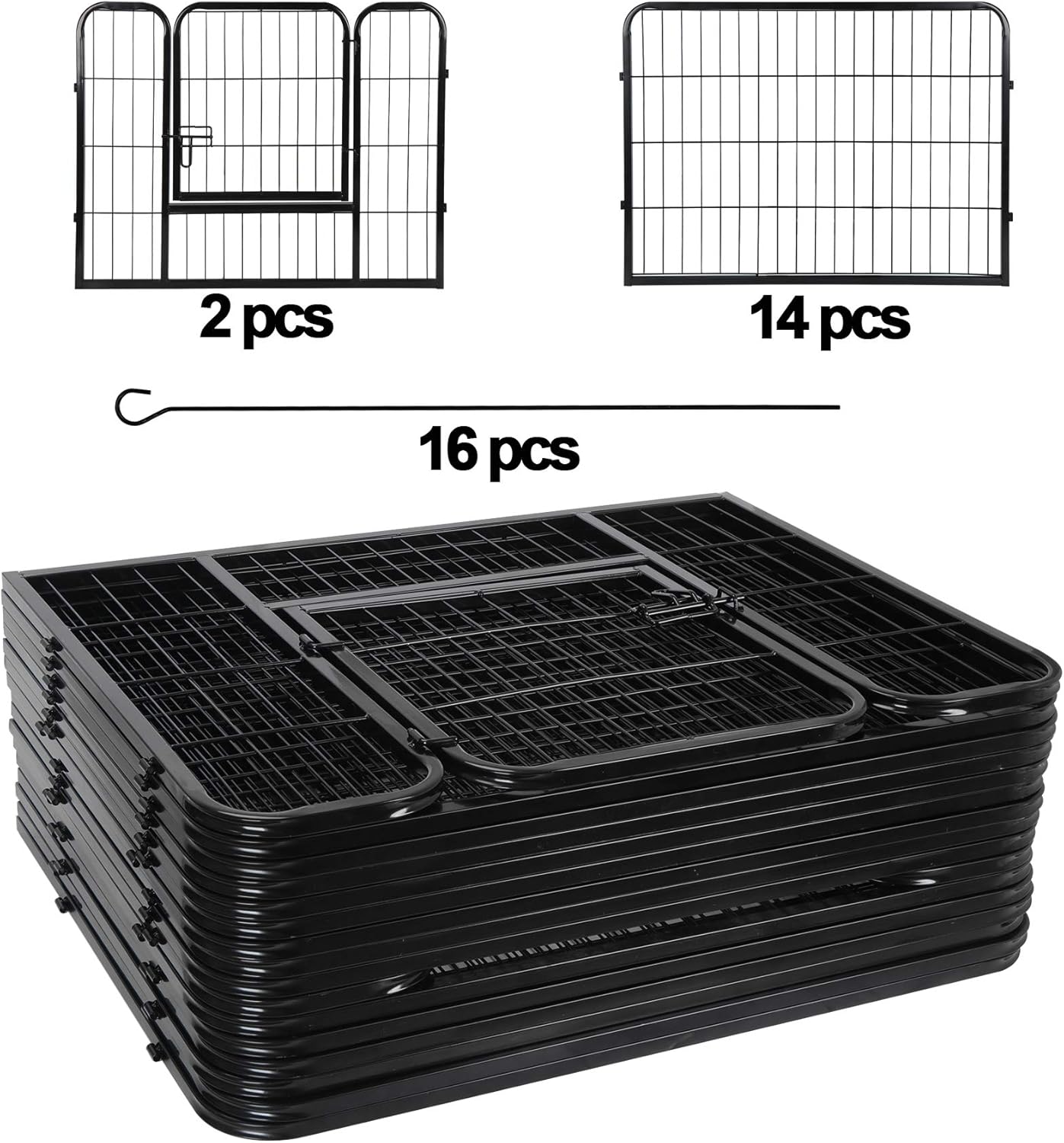 ZENSTYLE 24” Tall Foldable Heavy Duty Metal Pet Playpen 16 Panels Dog Puppy Cat Exercise Fence Barrier Kennel for Outdoor & Indoor