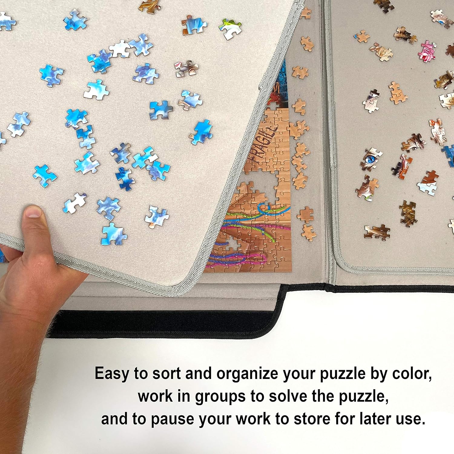Portable Jigsaw Puzzle Board Mat by Mary Maxim - Puzzle Tables for Adults - Puzzle Organizer and Storage - Puzzle Table Felt Non-Slip Mat Holds up to 1000 Pieces- Puzzle Accessories (1000 Piece)