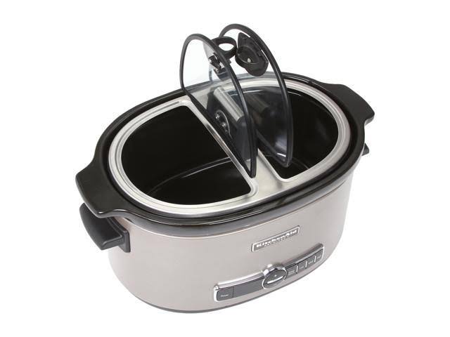 KitchenAid KSC6222ACS Slow Cooker with Easy Serve Glass Lid, 6 Quart, Cocoa Silver