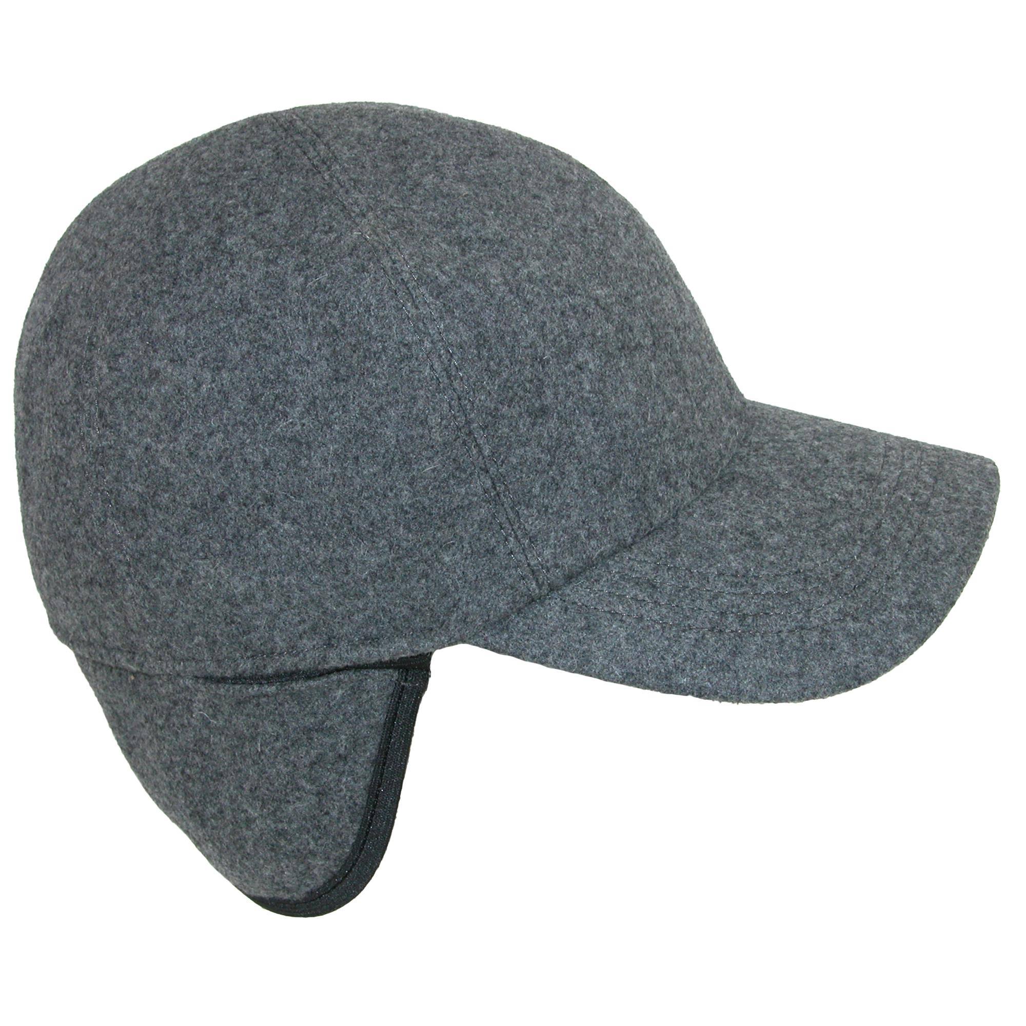 Wigens Men&s Wool Baseball Cap with Earflaps, Size: 60, Grey