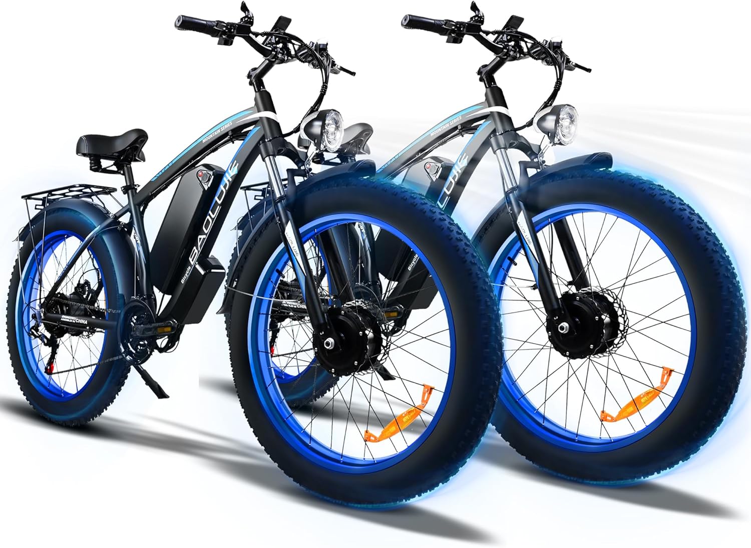Two 2000W Electric Bikes for Adults with 48V 20Ah Removable Batteries Shi-Mano 21 Speed 80Miles 35MPH Ebike with Lockable Fork Suspension Hydraulic Disc Brake(Blue + Blue)
