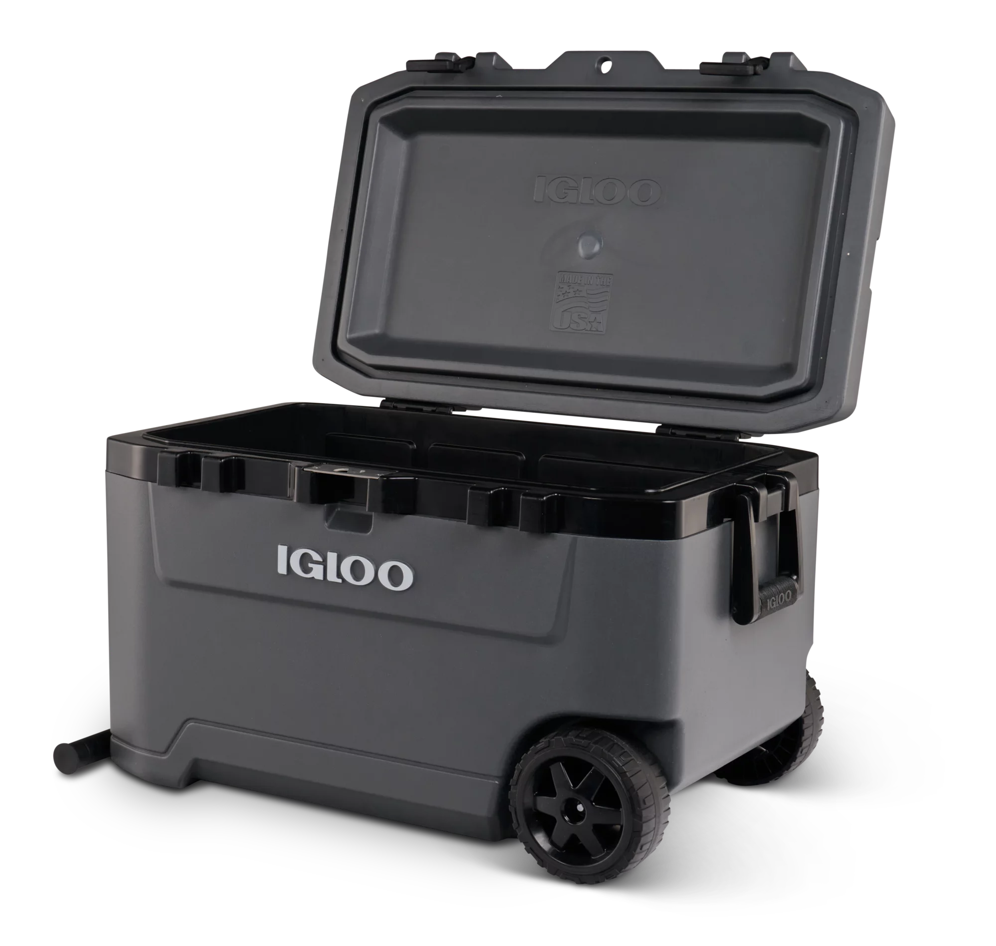Igloo Overland 72 Quart Ice Chest Cooler with Wheels, Gray (31" x 18" x18)