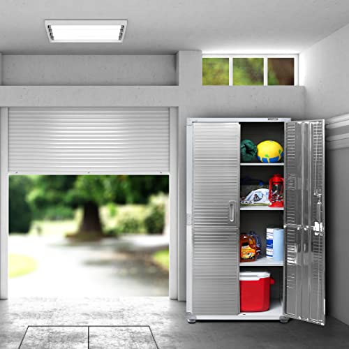 Seville Classics UltraHD Solid Steel Lockable Metal Storage Cabinet Locker Organizer, w/Adjustable Shelves for Garage, Warehouse, Office, Classroom, Granite, 48" W x 24" D x 72" H
