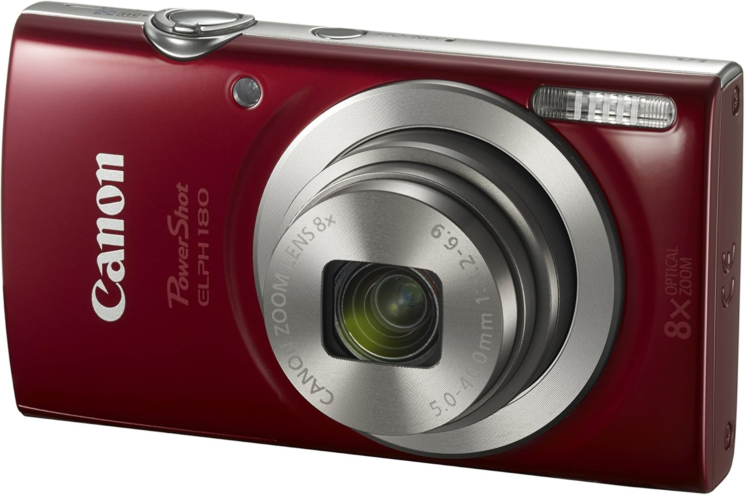 Canon PowerShot ELPH 180 Digital Camera w/Image Stabilization and Smart AUTO Mode (Red) (Renewed)