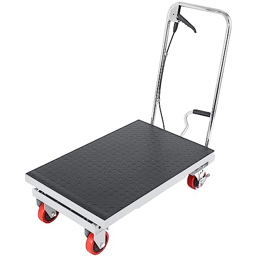 VEVOR Electric Lift Table, 330 lbs Capacity Single Scissor Lift Table, 8-28 in Height Adjustable Lifting Platform, Coffee Table Lift with 4 Wheels, for Material Handling and Transportation, Black