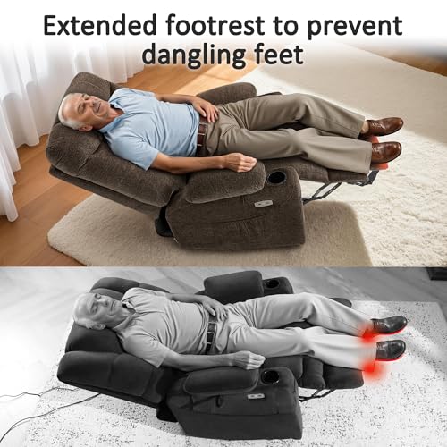 MCombo Power Lift Recliner Chair with Extended Footrest for Elderly People, Fabric 7287 (Navy Blue, Medium)