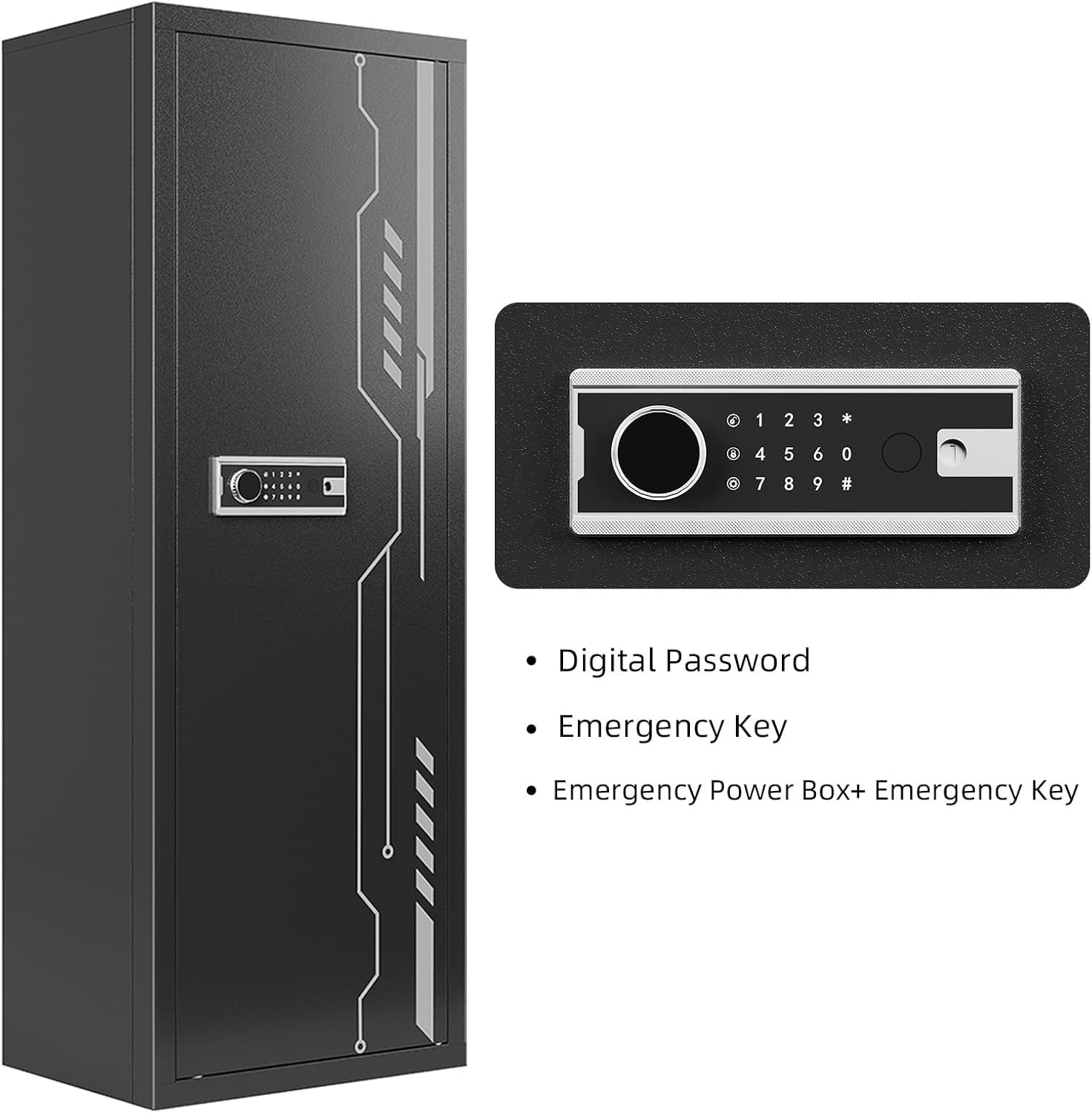 KAER 8-12 Gun safes,Rifle Safe,Gun Safes for Home Rifle and Pistols, Long Gun Safe for Rifle Shotgun for Home,Quick Access Rifle Safes,Adjustable Shelves