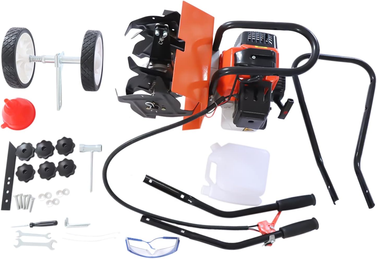 43cc Cultivator Tiller, 1.7HP 1.25KW Earth Mini Cultivator Tiller, 2-Cycle Viper Engine Lawn Tiller, Two-Stroke Cultivator Tool for Loosening and Weeding, 8500rpm