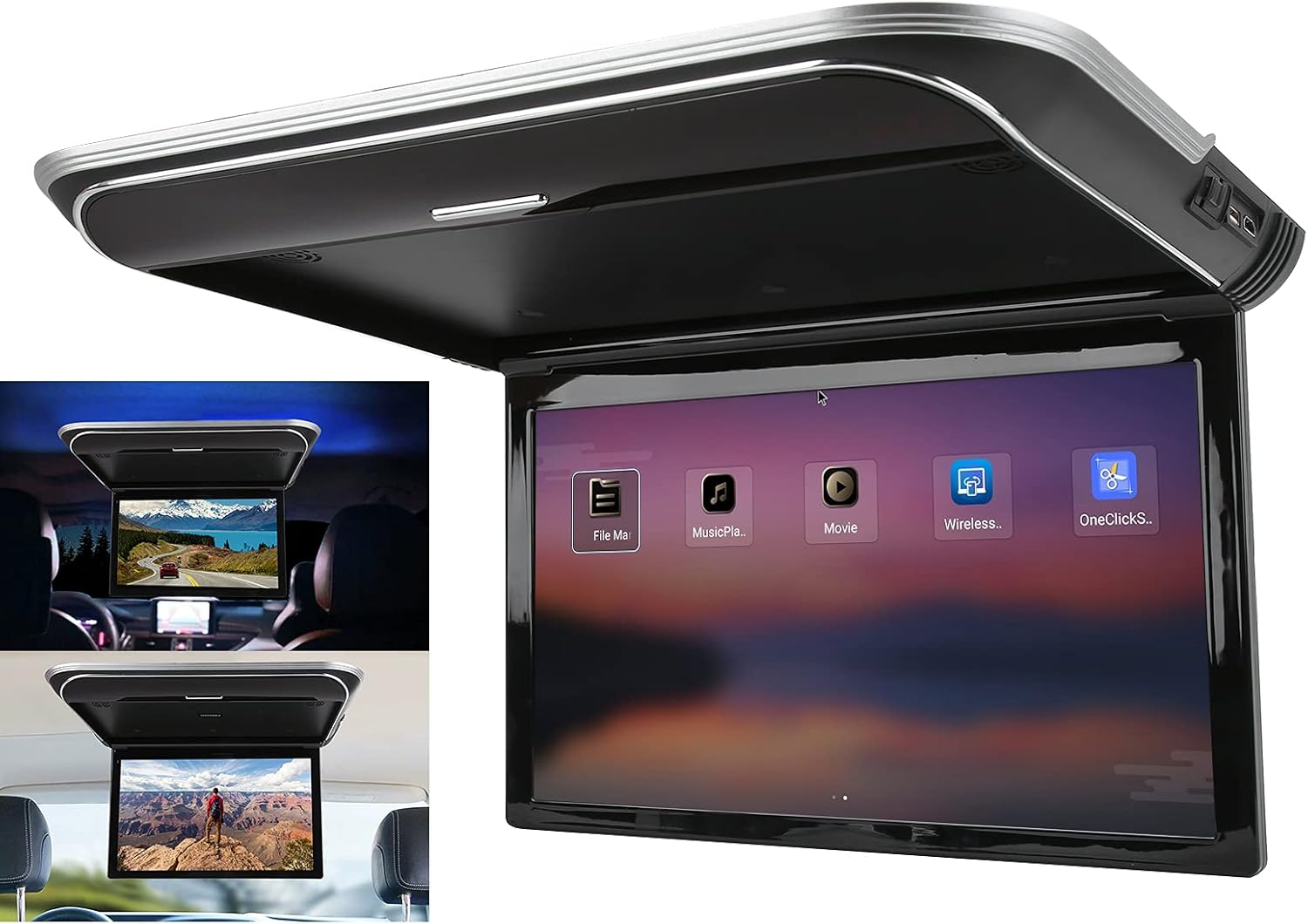 Car Roof Monitor,15.6in Car Roof Monitor for Bus Full Format Player MP5 1080P with USB HD Input Atmosphere Lighting