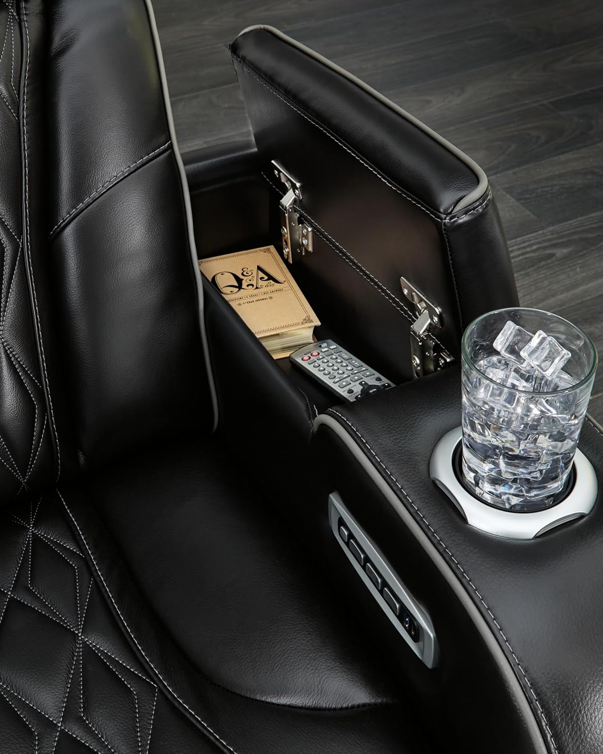 Signature Design by Ashley Boyington Power Reclining Loveseat with Console Love Seats, 75" W x 42" D x 44" H, Black