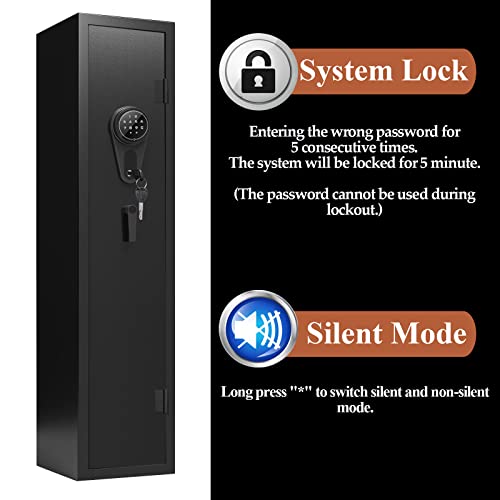 KAER 10-12 Gun Safes for Home Rifle and Pistols,Gun Safes & Cabinets,Quick Access Gun Cabinet,Large Rifle Safe with Removable Shelf and Separate Lockbox (Electronic 10-12 Gun Unassembled)