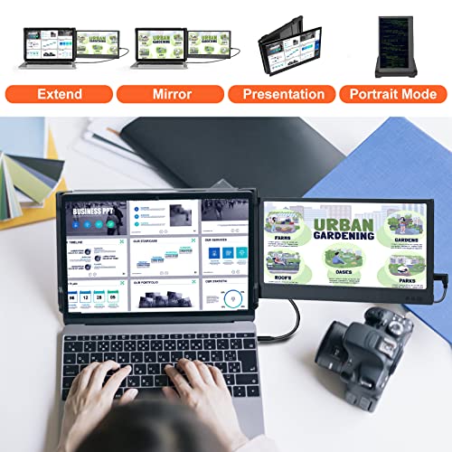 Laptop Screen Extender, 15.6" Portable Monitor for Laptop with 120% sRGB, FHD IPS & USB to HDMI Hub & 235° Rotation, Triple Monitor Extender Plug & Play Fits for All Laptops (Mac/Win/Android)
