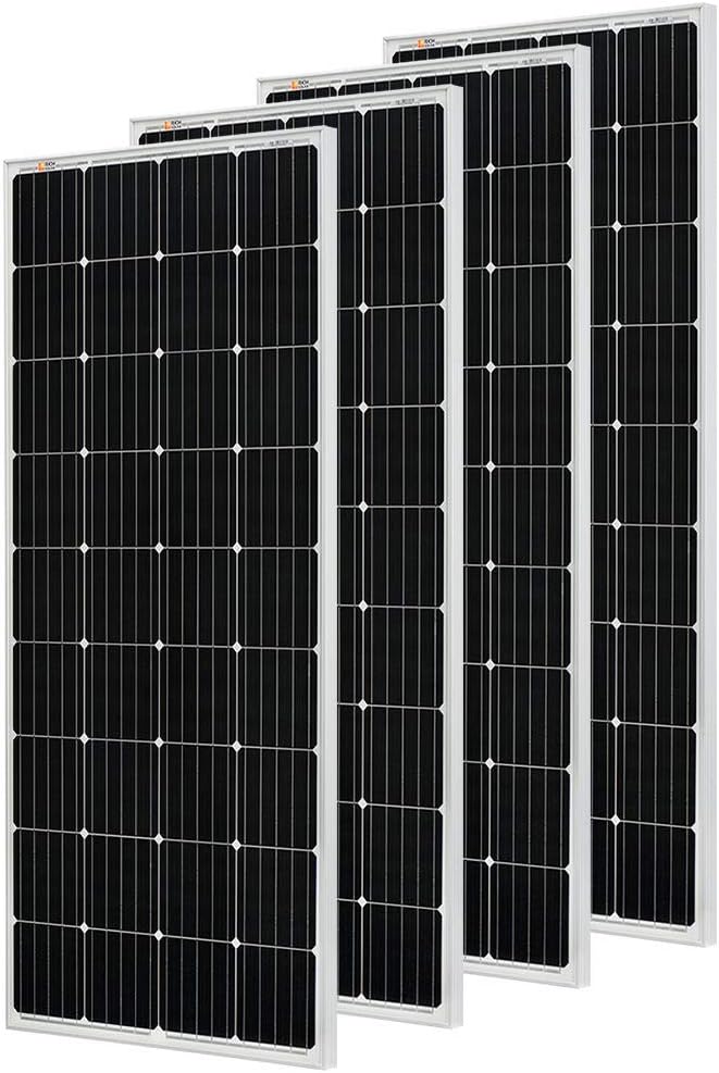 RICH SOLAR 400 Watt 12 Volt 2 Pcs 200W Panel+40A MPPT Charge Controller+ Bluetooth Module Fuse+ Mounting Z Brackets+Adaptor Kit +Tray Cables Set,Grid 12V Solar Power System