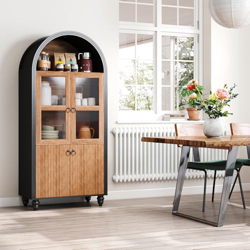 HollyHOME 72" Kitchen Pantry Cabinet, Storage Cabinet with 4 Doors and 1 Drawer, Freestanding Cupboard with Adjustable Shelves and 6 Door Shelves for Kitchen, Dining Room, Living Room, White