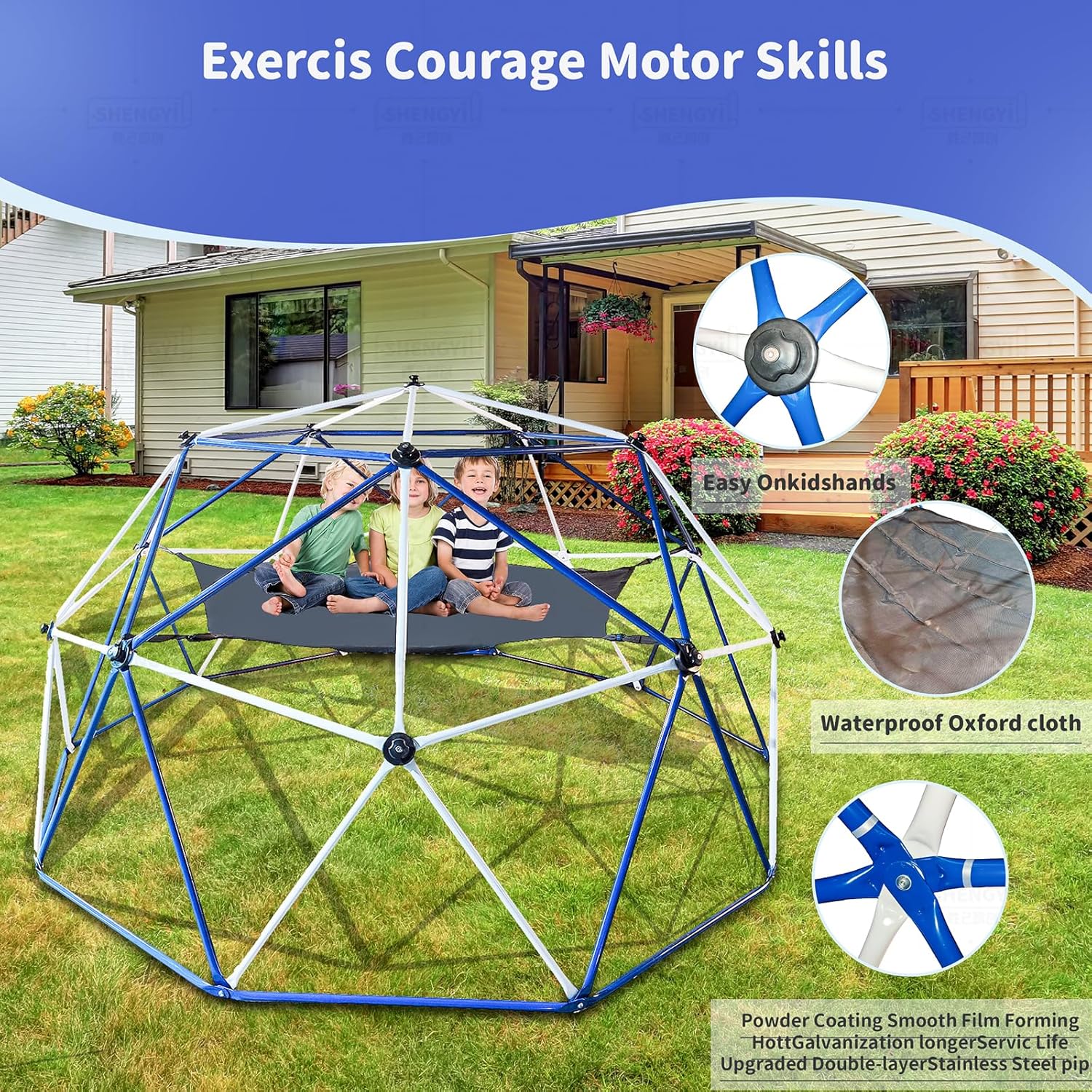 Climbing Dome, 10ft Jungle Gym Outdoor Climbing Toys for Kids, Dome Climber Jungle Gym for Kids Ages 8-12 Outdoor, Kids Climbing Dome, with Hammock Playground Equipment