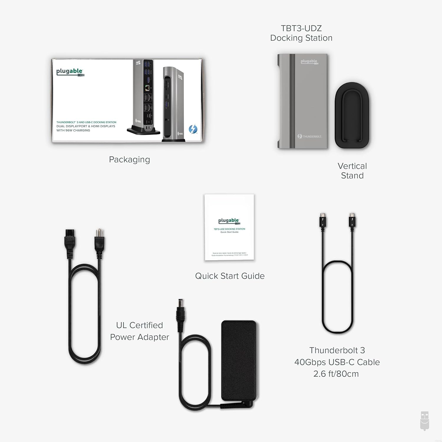 Plugable 14-in-1 USB-C and Thunderbolt Dock - 40Gbps, 96W Charging, Compatible with Mac and Windows, 2X HDMI 2.0 and DisplayPort 4K60, 7X USB Ports, Ethernet, Audio, SD/MicroSD, Certified, Driverless