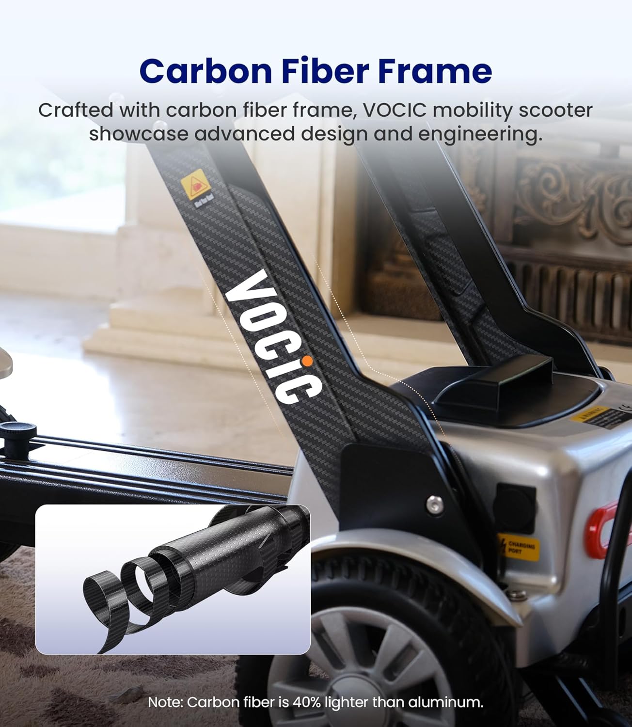Mobility-Scooter-Carbon-Fiber, Powered-Mobility-Scooters-for-Seniors-Adults, Lightweight Adult Motorized E Scooter 46LBS, 4 Wheel Electric Scooter with Seat, Folding Motor Scooter-2024 New