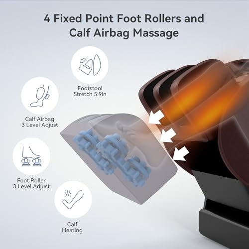Real Relax 2025 Dual Core S Track Massage Chair,Full Body Airbags Massage Recliner,Zero Gravity with APP and LCD Control,Lower Back and Calf Heating,Foot Roller,Bluetooth,Home or Office Use,Black