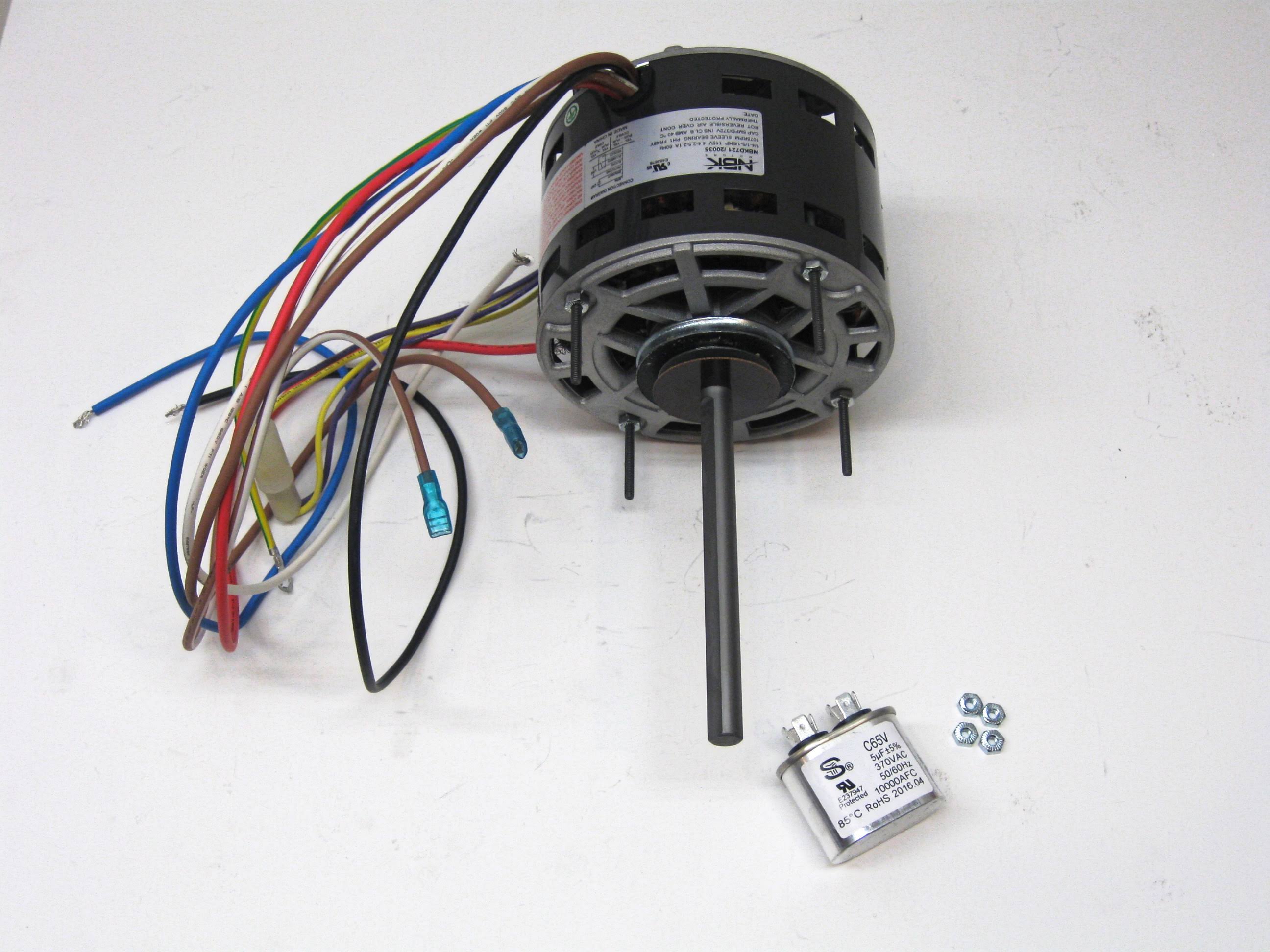 Furnace Air Handler HVAC Direct Drive Blower Motor 1/4 HP 1075 RPM 115 Volts 3 Speed Capacitor Included