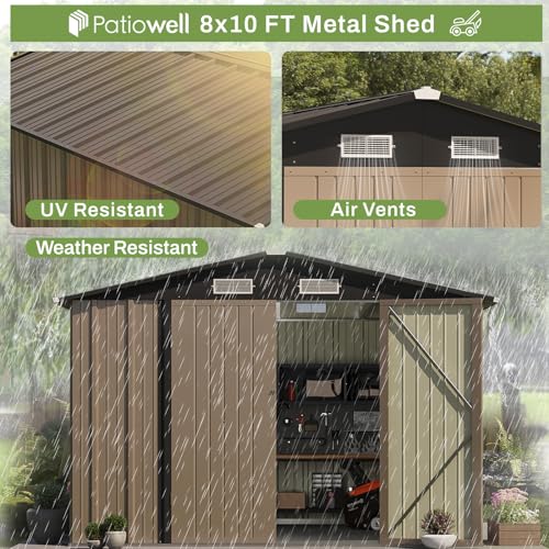 Patiowell 3 x 3 FT Outdoor Storage Shed,Small Garden Tool Storage Shed with Sloping Roof and Single Lockable Door, Outdoor Shed for Backyard Garden Patio Lawn, Grey