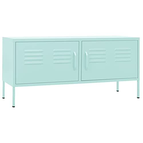 TV Stand Mint 41.3"x13.8"x19.7" Steel,Durable Steel TV Stand with Storage Cabinet and Cable Management for Living Room, Mint Green Living Room Furniture
