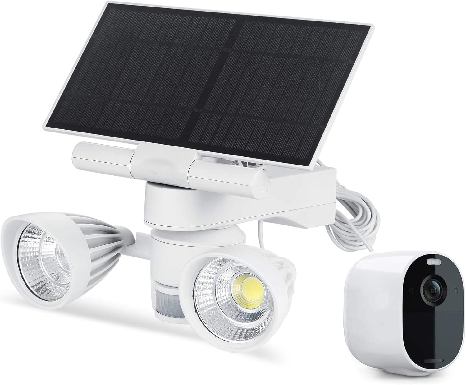 Wasserstein Floodlight & Solar Panel Charger, Motion-Activated, Compatible with Arlo Essential Spotlight/XL Spotlight Camera (White) (NOT Compatible with Arlo Ultra/Pro/Pro 2/Pro 3, HD, Floodlight)