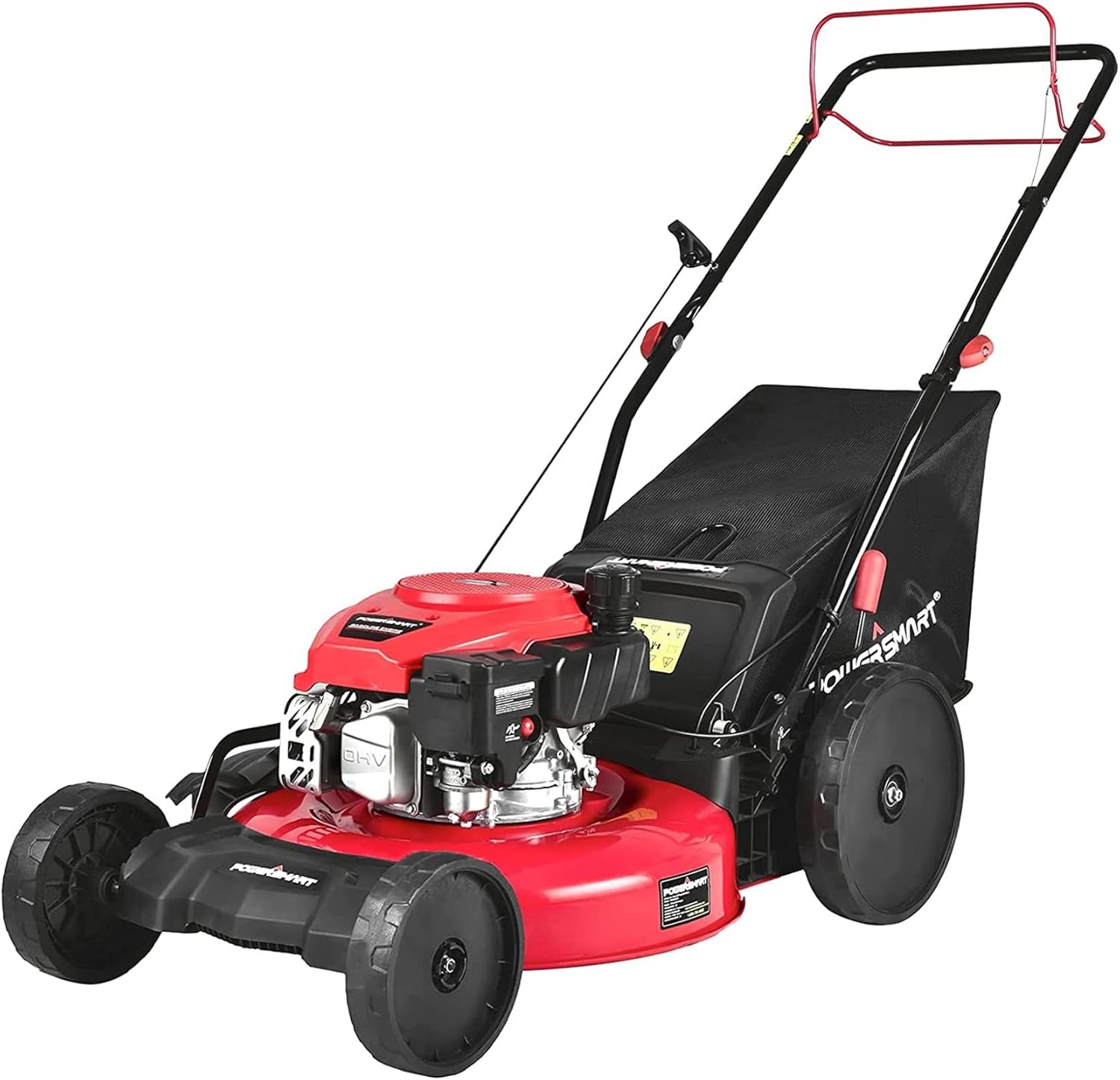 PowerSmart Push Lawn Mower Gas Powered, Side Discharge and Mulching Lawn Mower with 170CC 4-Stroke Engine, 21 Inch Lawnmower with 5 Adjustable Cutting Heights (1.18''-3.0'' )