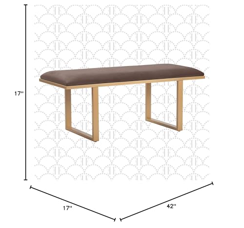 Elle Decor Remi Velvet Bedside Bench, Upholstered Ottoman, Entryway Accent Furniture, Easy Assembly, Dark Grey