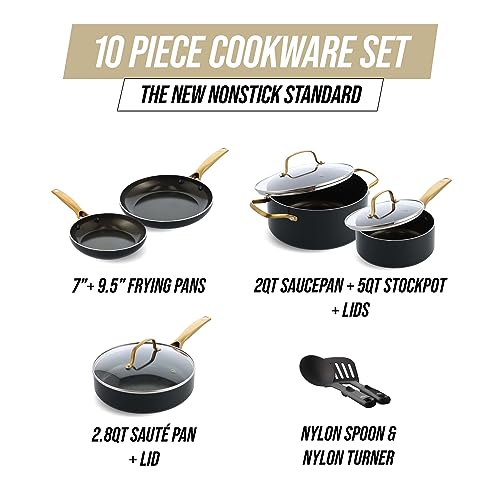 Blue Diamond 20 Piece Cookware and Bakeware Set, Diamond Infused PFOA PFAS-Free Ceramic Nonstick Pots and Pans, Durable Nontoxic Metal Utensil Safe & Scratch Resistant, Dishwasher & Oven Safe, Blue