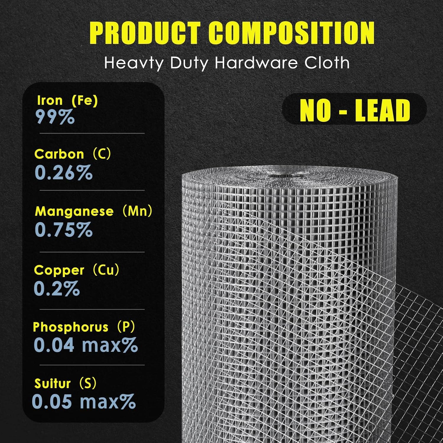 Hardware Cloth 60 inches x 100 Foot with 1/2 inch Mesh 19 Gauge - Chicken Wire Fencing Galvanized Wire Mesh Roll Gopher Wire Raised Garden Bed Rabbit Wire