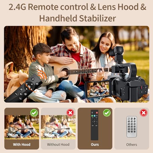 Camcorder Video Camera 6K 64MP IR Night Vision Vlogging Camera for YouTube 18X Digital Zoom 4.0" Touch Screen Digital Camera with WiFi, Microphone, Charger, Stabilizer, Remote Control and 64G SD Card