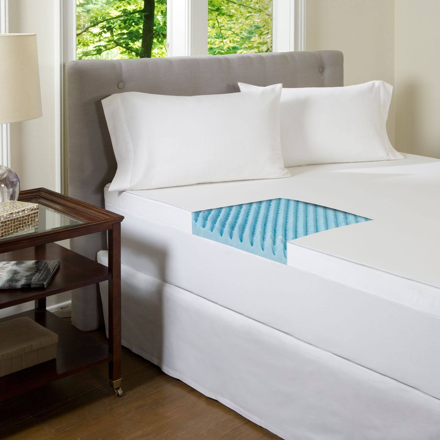 ComforPedic Beautyrest 4-Inch Textured Gel Memory Foam Mattress Topper, Blue, Regular