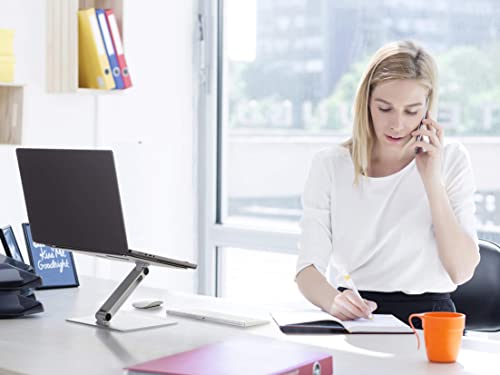 Durable Folding Adjustable Laptop Stand - Ergonomic Universal Laptop Computer Riser for Desk, Portable Laptop Stand Folds for Easy Storage, Non Slip Aluminum Laptop Mount, 10"-17" Laptops and Tablets