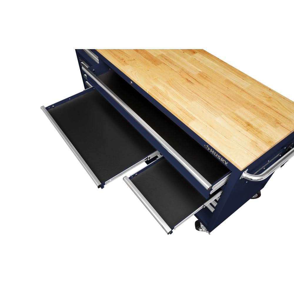 Husky Tool Storage 72 in. W Standard Duty Gloss Blue Mobile Workbench Tool Chest