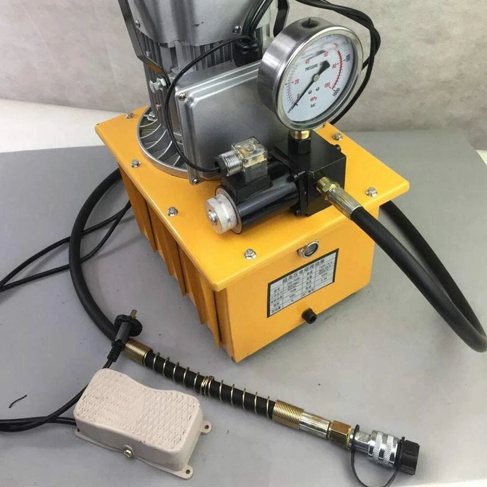 Miumaeov Electric Driven Hydraulic Pump, 110V 750W 70MPa Single Acting Hydraulic Electric Pump Solenoid Valve Control Oil Pump Hydraulic Pump Power Pack 10000PSI 1400r/Min