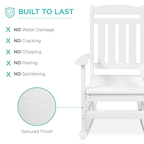 Best Choice Products All-Weather Rocking Chair, Indoor Outdoor HDPE Porch Rocker for Patio, Balcony, Backyard, Living Room w/ 300lb Weight Capacity, Contoured Seat - Gray