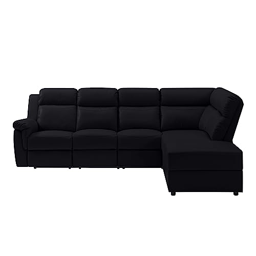Sectional, L-Shaped Sofa,Oversized Modern PU Leather Manual Reclining Home Theater Seating with Console Storage and Cup Holders,Furniture Living Room Sets, Beige-B