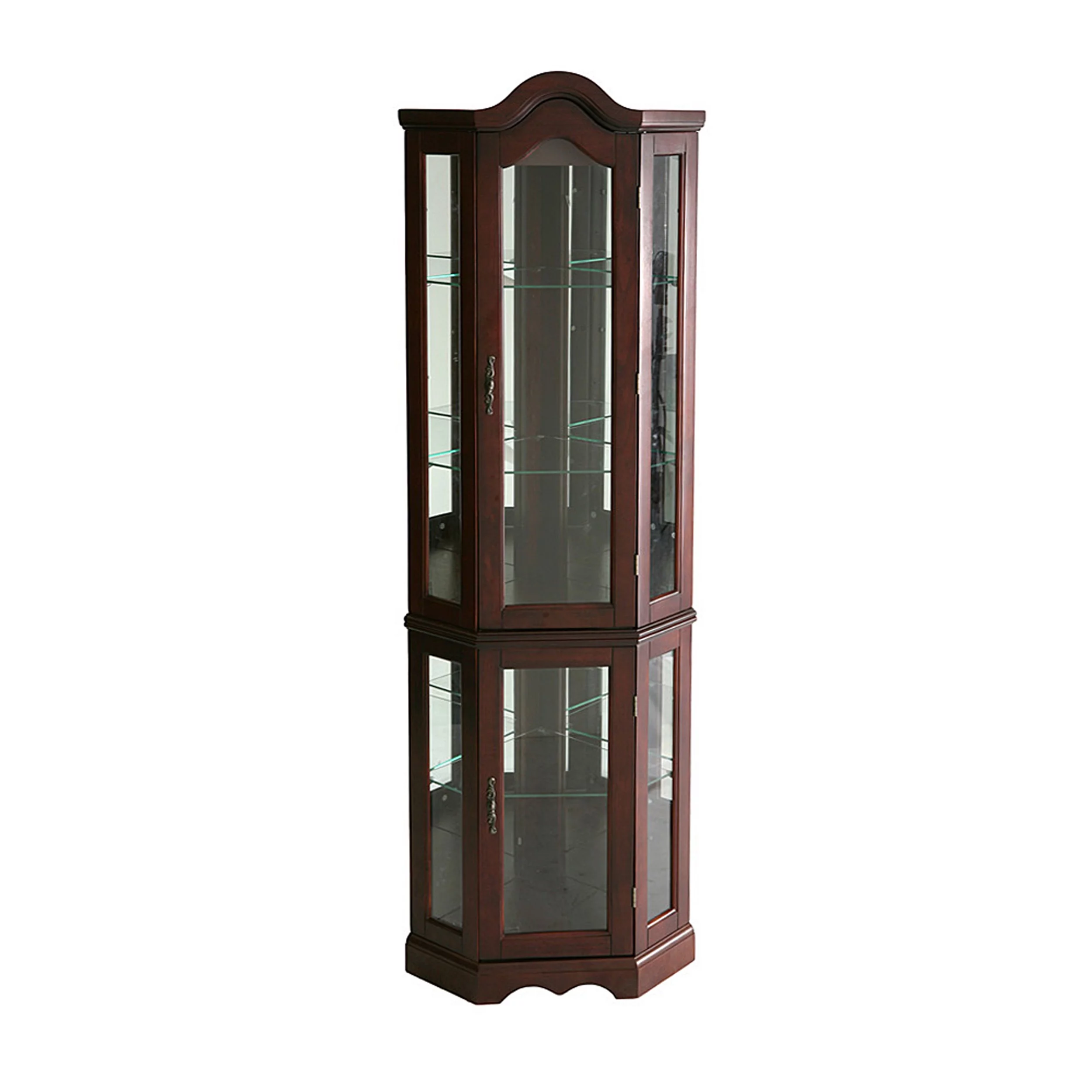 SEI Furniture Canterdale Lighted Corner Curio Cabinet - Mahogany 21.25 x 70
