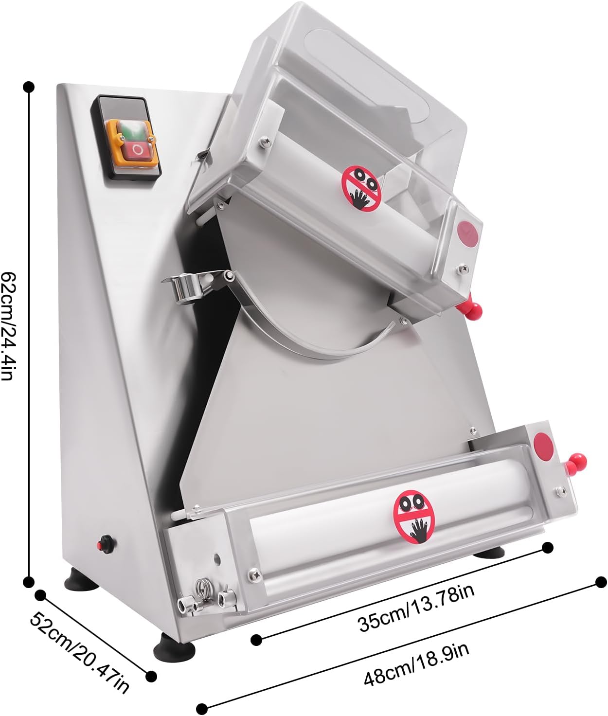 Commercial Pizza Dough Roller Sheeter, Max 12" Dough Roller Sheeter, Stainless Steel Dough Rolling Machine Adjustable Thickness, 370W Electric Pizza Dough Roller for Noodle, Bread and Pasta Maker