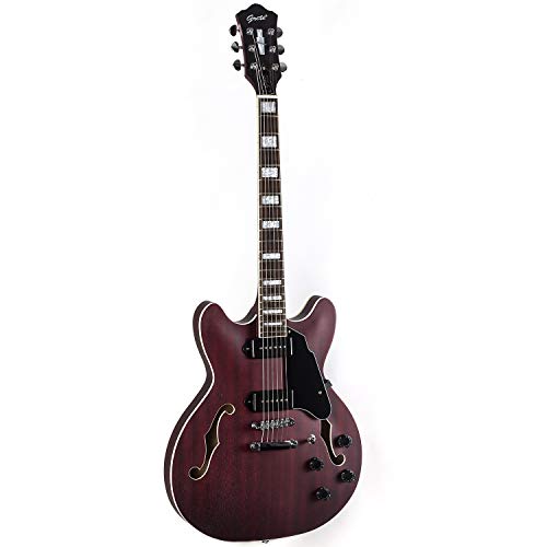 GROTE Electric Guitar Semi-Hollow Body Guitar matte finished P90 (Grey)