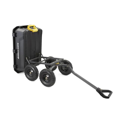 Gorilla Carts Heavy-Duty Dump Cart, Patented Quick-Release Dumping, Steel Frame, 600 lb Capacity, No-Flat 10-Inch Tires, Utility Wagon for Garden, Yard, Beach